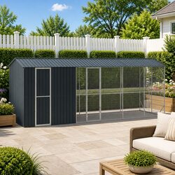 Bird Cage Outdoor Garden Aviary Anthracite Galvanised Steel Rectangular Large
