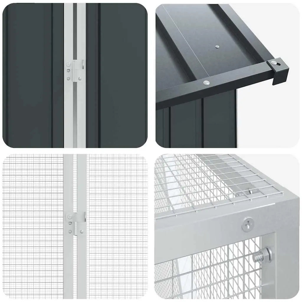 Large Bird Cage Outdoor Aviary Galvanised Steel 621 x 208 x 247 cm Anthracite