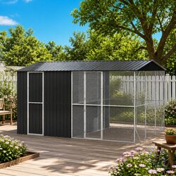 Bird Cage Outdoor Aviary Anthracite Galvanised Steel Garden Patio Large Spacious