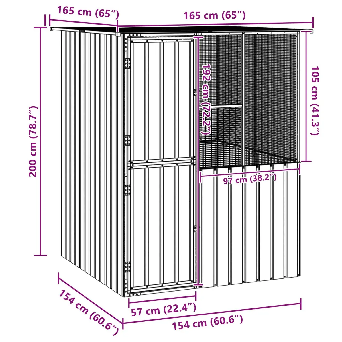 Bird Cage Outdoor Rectangular Galvanised Steel Anthracite