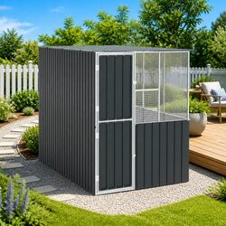Bird Cage Outdoor Anthracite 165 x 318 x 200 cm Galvanised Steel Frame Garden
