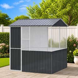 Bird Cage Outdoor Galvanised Steel Anthracite 215x209x230cm Garden Aviary