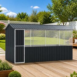 Bird Cage Outdoor Galvanised Steel Anthracite Garden Aviary 410 x 210 x 230 cm
