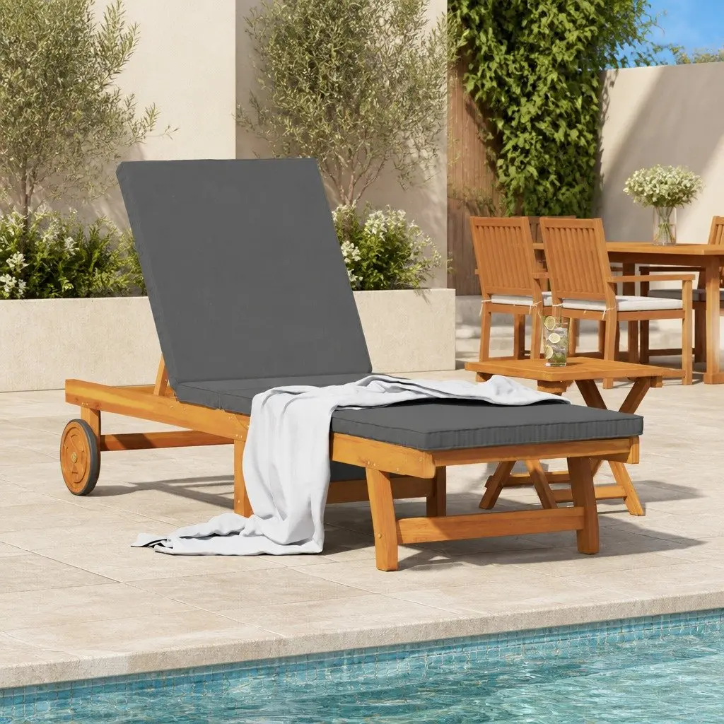 Sun Lounger 2 pcs Solid Acacia Wood Outdoor Sunbed Garden Terrace Daybed Brown