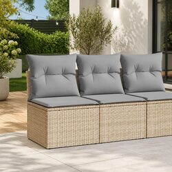 Garden Sofa Set 2 Piece Outdoor Furniture Beige Cushions Modular Patio Seating