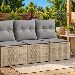 Garden Sofa Set 2 Piece Outdoor Furniture Beige Rattan Patio Seating with