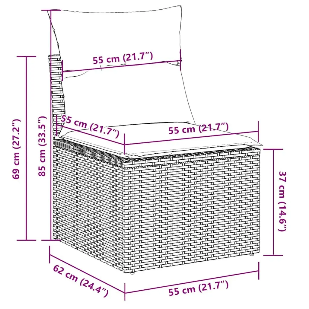 7 Piece Garden Sofa Set with Cushions Grey Poly Rattan Outdoor Furniture