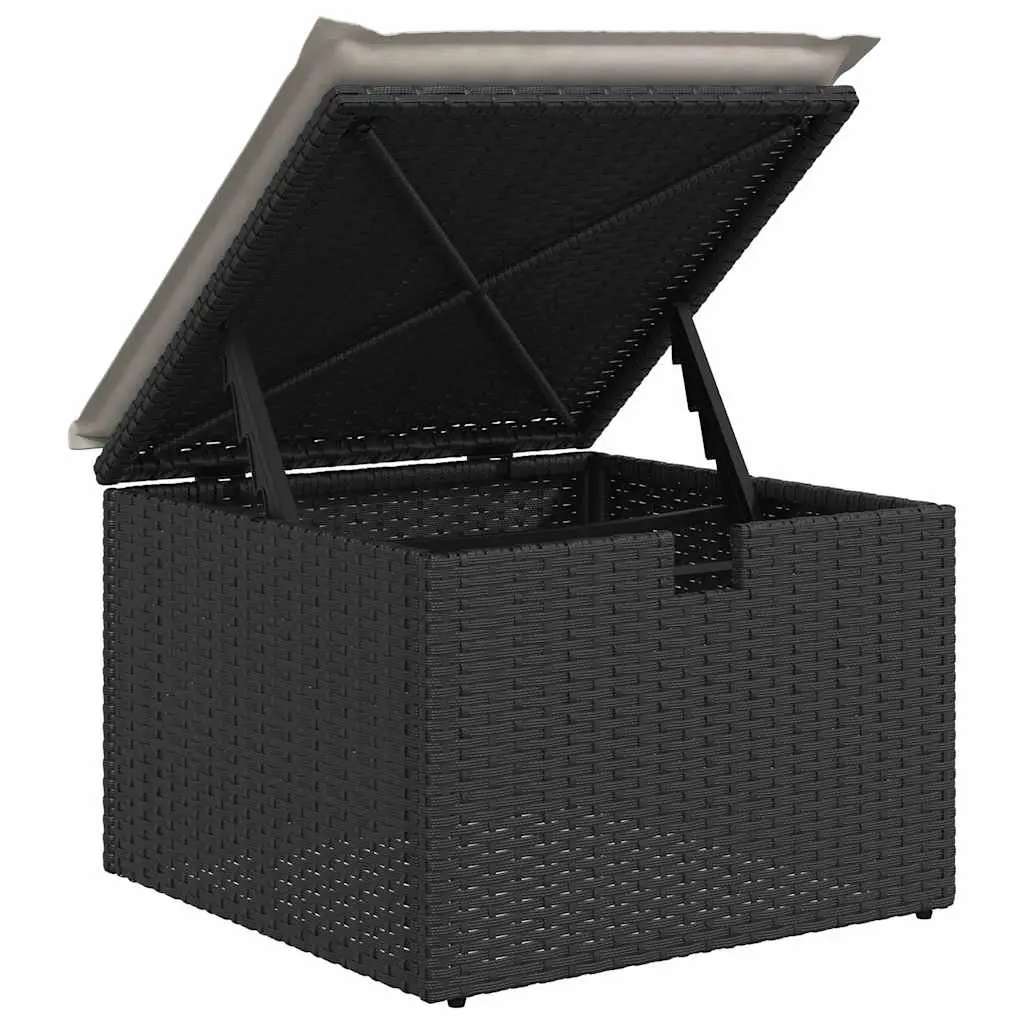 7 Piece Outdoor Garden Sofa Set Black Poly Rattan Patio Furniture with Cushions