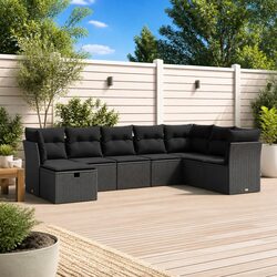 Garden Sofa Set 8 Piece Outdoor Furniture Patio Lounge Black Poly Rattan Modular