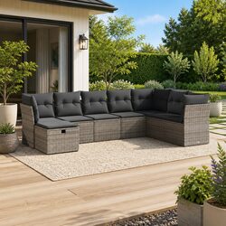 Garden Sofa Set 8 Piece Outdoor Furniture Patio Lounge Grey Poly Rattan Modular