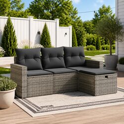Garden Sofa Set 4 Piece Outdoor Furniture Grey Poly Rattan Modular Patio Lounge