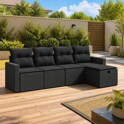 Garden Sofa Set 5 Piece Outdoor Furniture Patio Sectional with Cushions Storage