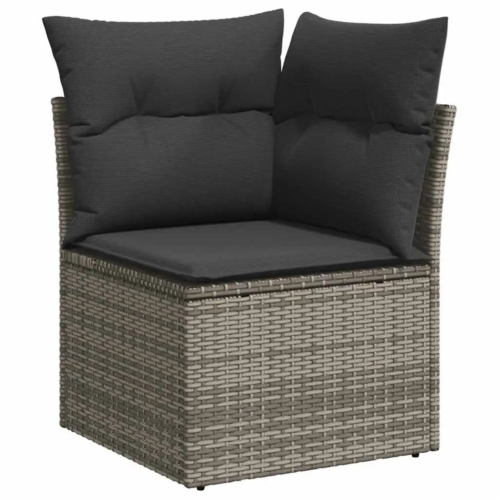 7 Piece Garden Sofa Set Grey Poly Rattan Outdoor Furniture with Storage Cushions