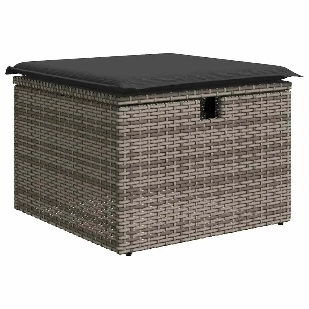7 Piece Garden Sofa Set Grey Poly Rattan Outdoor Furniture with Storage Cushions