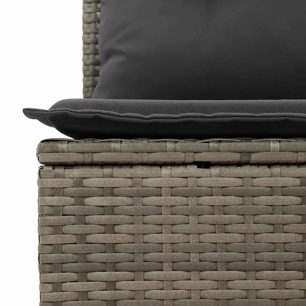 7 Piece Garden Sofa Set Grey Poly Rattan Outdoor Furniture with Storage Cushions
