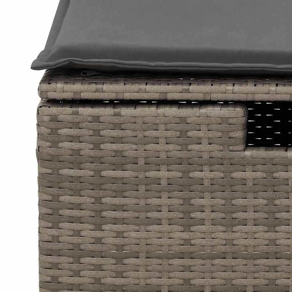 7 Piece Garden Sofa Set Grey Poly Rattan Outdoor Furniture with Storage Cushions