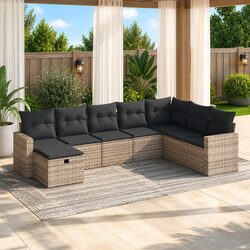 Garden Sofa Set 8 Piece Outdoor Furniture Grey Poly Rattan Modular Patio Lounge