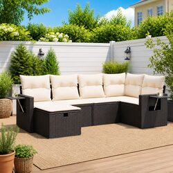 Garden Sofa Set 6 Piece Outdoor Furniture Patio Lounge with Storage Cushions