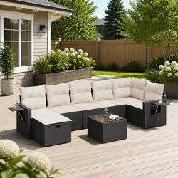 Garden Sofa Set 8 Piece Outdoor Furniture Patio Lounge with Cushions Black
