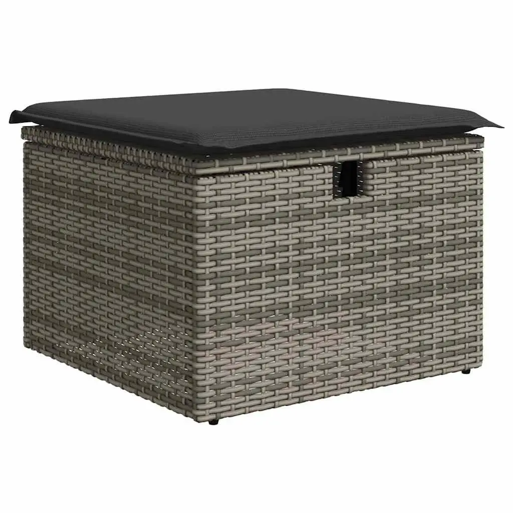4 Piece Garden Sofa Set Grey Poly Rattan Outdoor Furniture with Cushions Storage