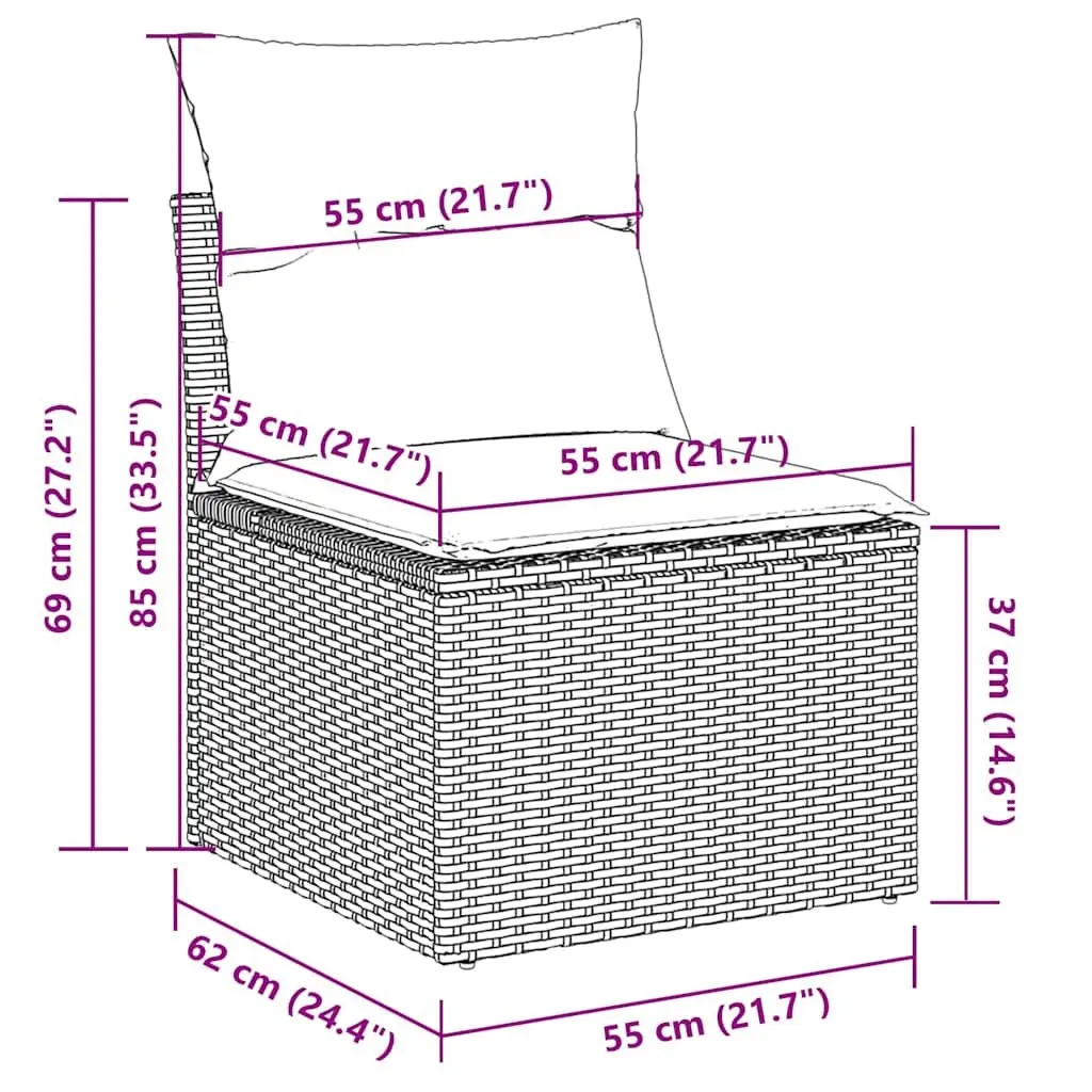 5 Piece Garden Sofa Set Outdoor Furniture Black Poly Rattan Patio Lounge with