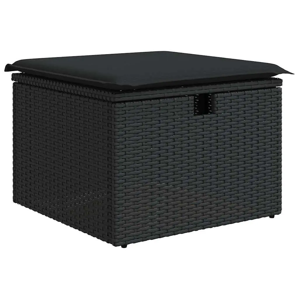 5 Piece Garden Sofa Set Outdoor Furniture Black Poly Rattan Patio Lounge with