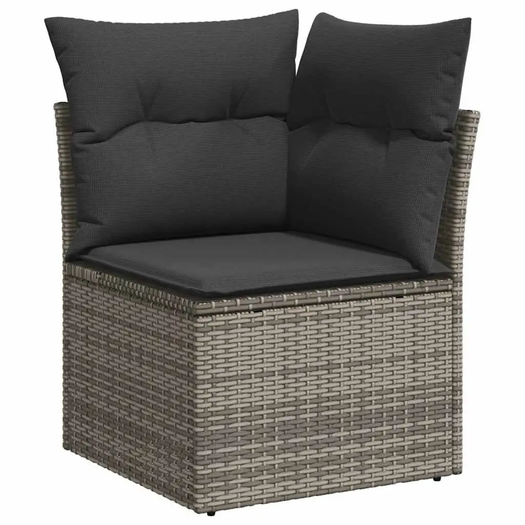 7 Piece Grey Outdoor Garden Sofa Set Poly Rattan Patio Furniture with Cushions
