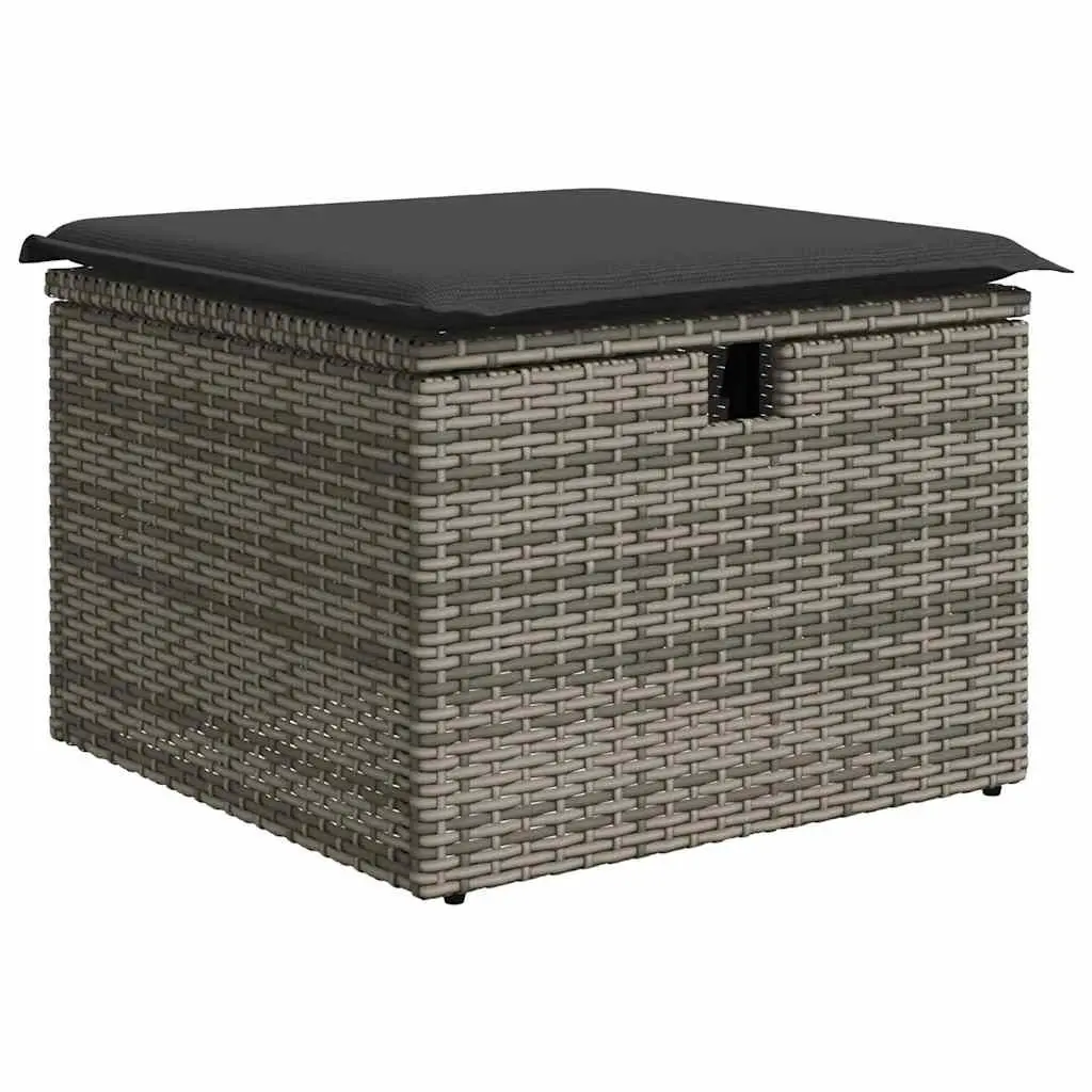 7 Piece Grey Outdoor Garden Sofa Set Poly Rattan Patio Furniture with Cushions