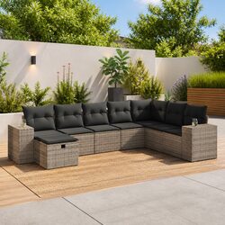 Garden Sofa Set 8 Piece Outdoor Furniture Patio Grey Poly Rattan Modular Lounger