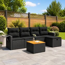 Garden Sofa Set 6 Piece Outdoor Furniture Patio Lounger with Cushions Storage