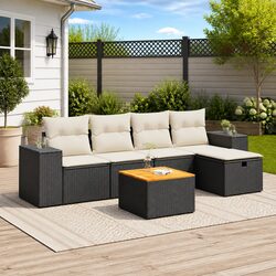 Garden Sofa Set 6 Piece Outdoor Furniture Patio Sectional with Cushions Storage