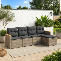 Garden Sofa Set 5 Piece Outdoor Furniture Patio Sectional with Cushions Grey