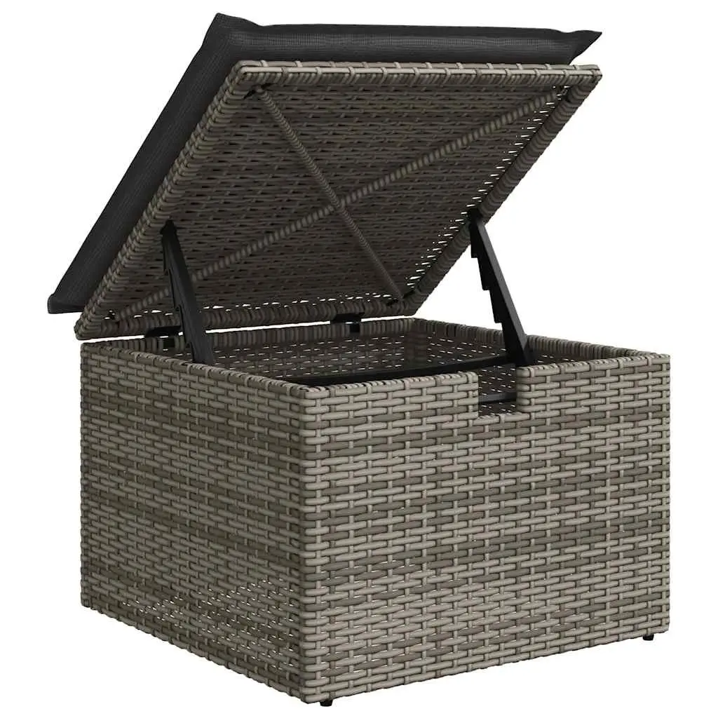 Garden Sofa Set 6 Piece Modular Outdoor Furniture Grey PE Rattan with Cushions and Storage