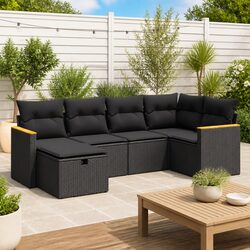 Garden Sofa Set 6 Piece Outdoor Furniture Patio Sectional with Cushions Storage