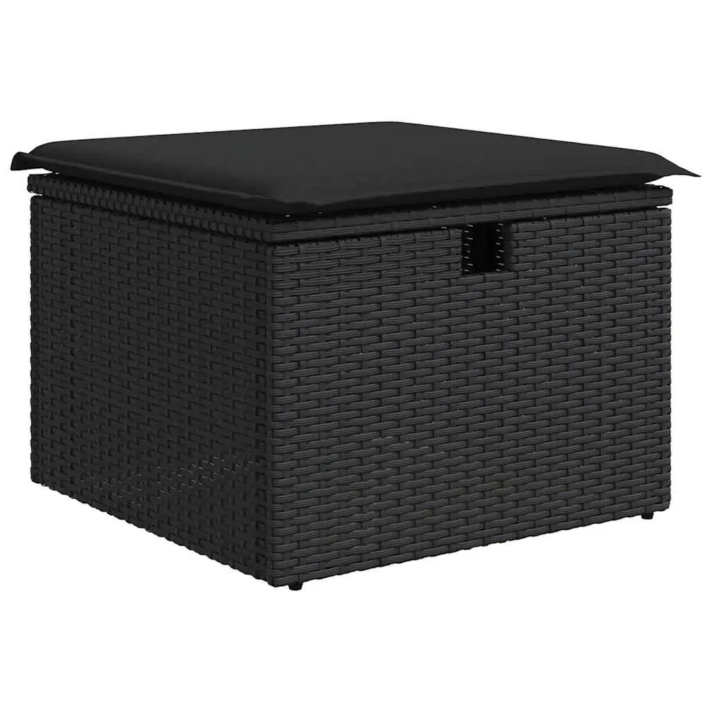 7 Piece Garden Sofa Set Outdoor Furniture Black Poly Rattan Modular Patio Lounge