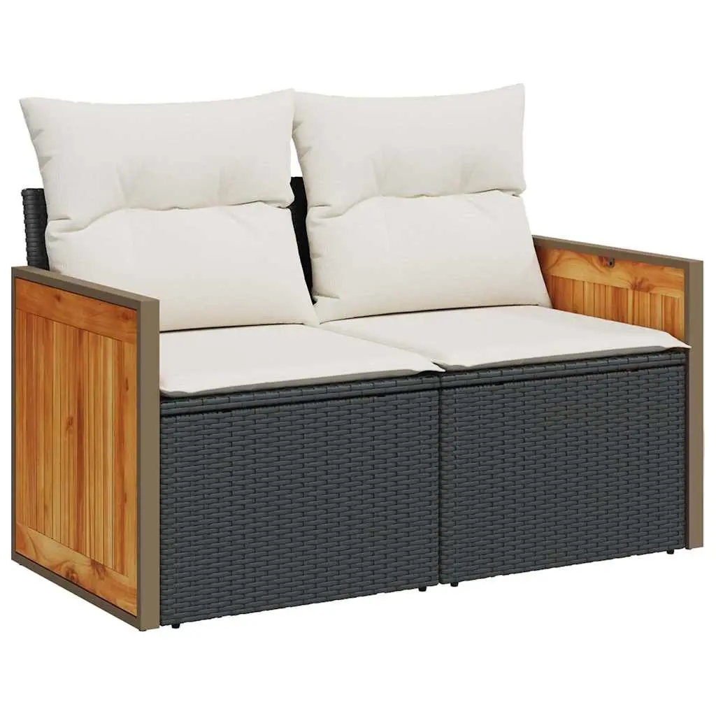 4 Piece Garden Sofa Set with Storage Cushions Black Outdoor Patio Furniture