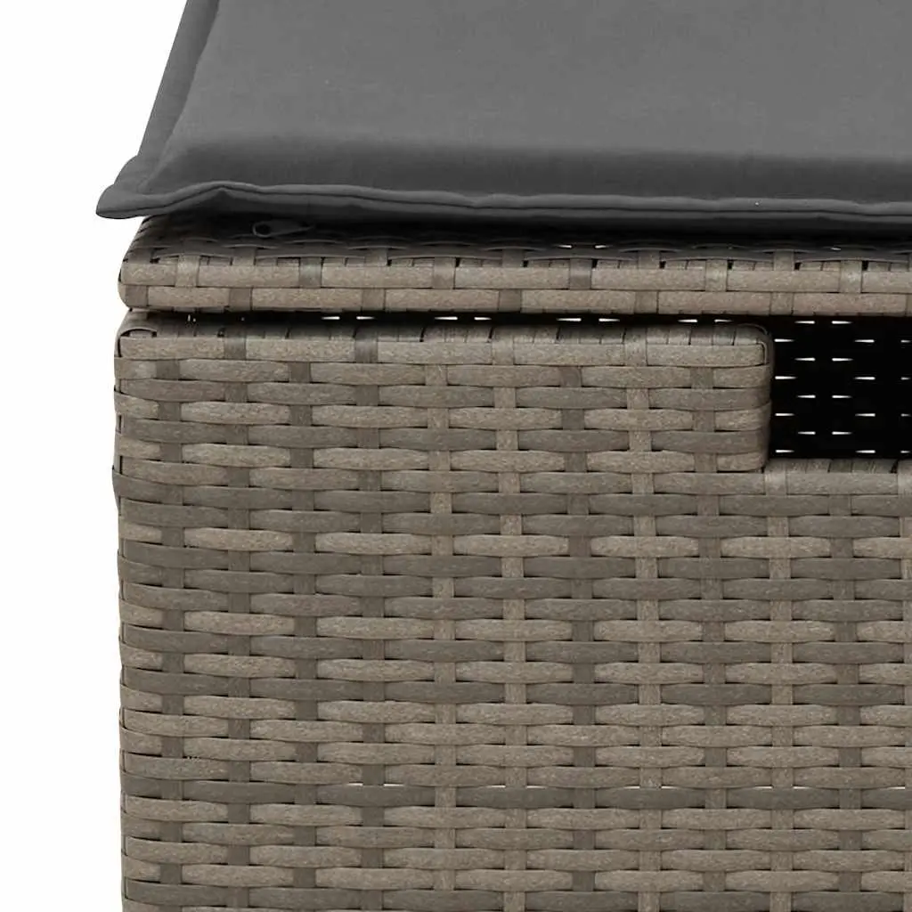 4 Piece Garden Sofa Set with Storage Cushions Grey Poly Rattan Outdoor Patio