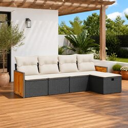 Garden Sofa Set 5 Piece Outdoor Furniture Patio Lounge with Storage Cushions