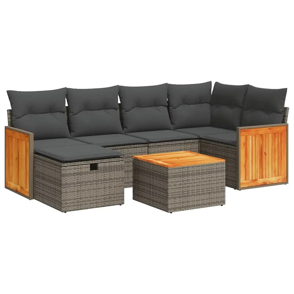 7 Piece Garden Sofa Set with Storage Cushions Grey Outdoor Patio Furniture