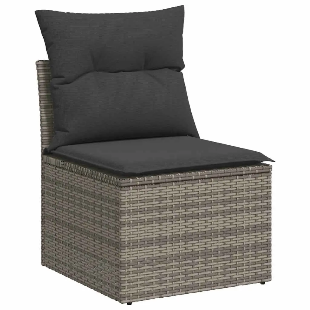 7 Piece Garden Sofa Set Grey Poly Rattan Outdoor Furniture Patio Lounge Cushions