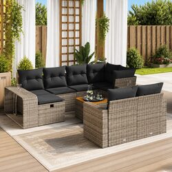 Garden Sofa Set 11 Piece Grey Poly Rattan Outdoor Furniture Patio Seating with