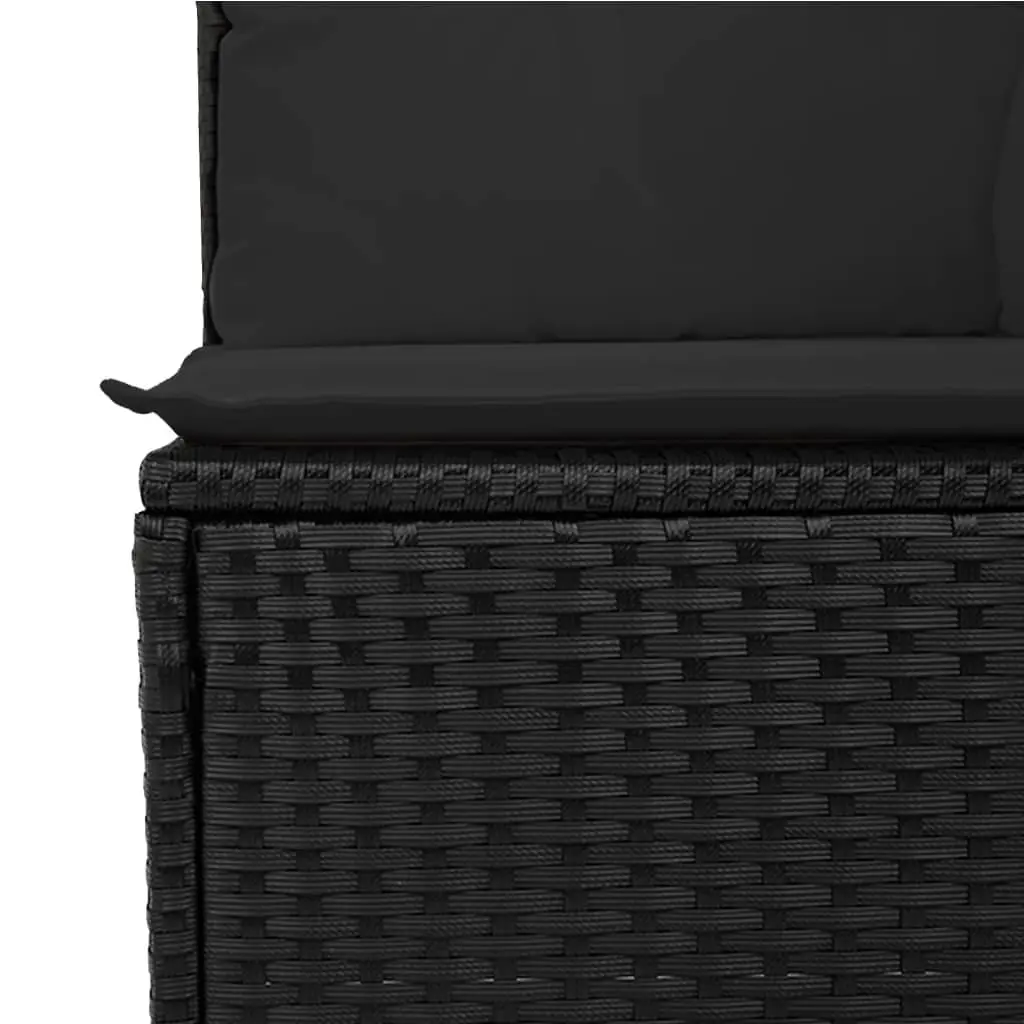 6 Piece Garden Sofa Set with Storage Cushions Black Outdoor Patio Furniture