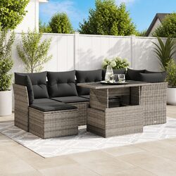 7 Piece Garden Sofa Set with Cushions Grey Outdoor Furniture Patio Sectional