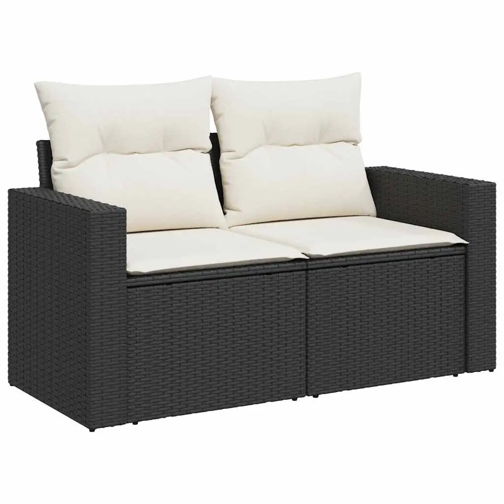 5 Piece Garden Sofa Set Outdoor Furniture Black Poly Rattan Cushions Patio