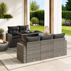 Garden Sofa Set 6 Piece Outdoor Furniture Patio Lounge Grey with Storage