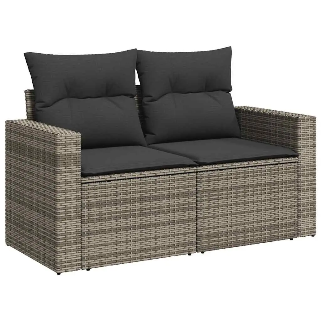 7 Piece Garden Sofa Set Grey Poly Rattan Patio Furniture Outdoor Lounge