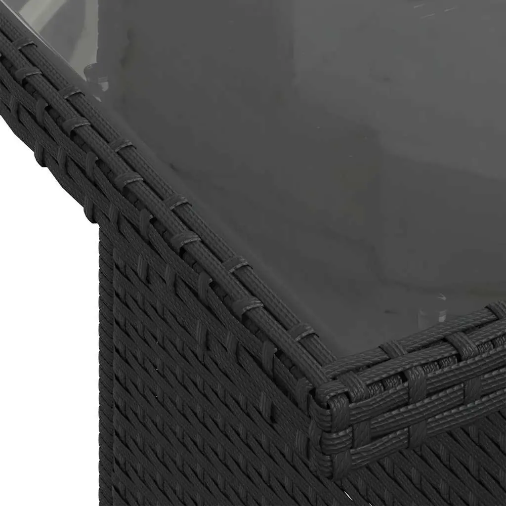 5 Piece Outdoor Garden Sofa Set with Storage Cushions Black Poly Rattan