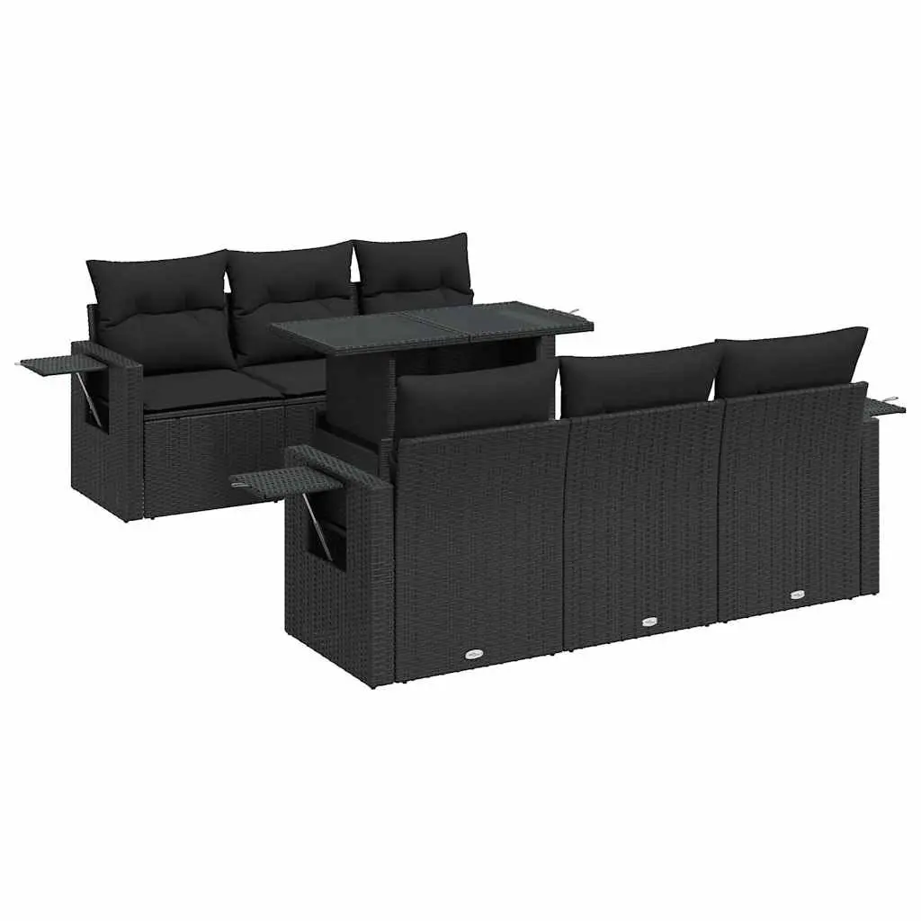 7 Piece Garden Sofa Set Outdoor Furniture Patio Sectional with Cushions Black