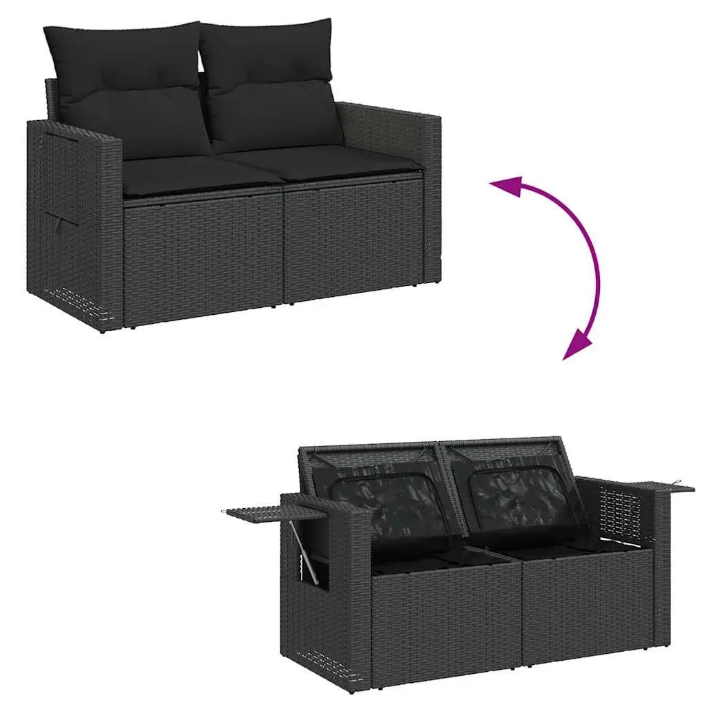 7 Piece Garden Sofa Set Outdoor Furniture Patio Sectional with Cushions Black