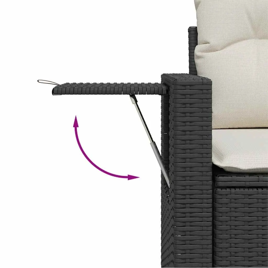 7 Piece Garden Sofa Set Outdoor Furniture Black Poly Rattan with Cushions